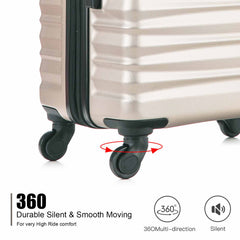 Expandable Hardshell Luggage Sets Suitcase ABS Lightweight with Spinner Wheels TSA Lock Champagne Gold