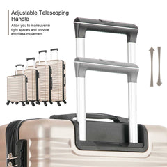 Expandable Hardshell Luggage Sets Suitcase ABS Lightweight with Spinner Wheels TSA Lock Champagne Gold