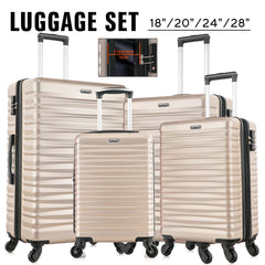 Expandable Hardshell Luggage Sets Suitcase ABS Lightweight with Spinner Wheels TSA Lock Champagne Gold