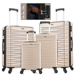 Expandable Hardshell Luggage Sets Suitcase ABS Lightweight with Spinner Wheels TSA Lock Champagne Gold