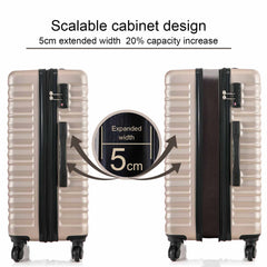 Expandable Hardshell Luggage Sets Suitcase ABS Lightweight with Spinner Wheels TSA Lock Champagne Gold