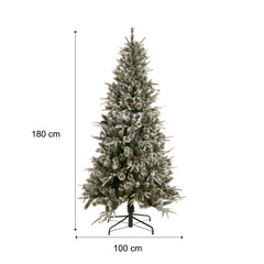 Best choice Pre  Illuminated Pre Decorated Spruce Hinge Artificial Hybrid PE/PVC Christmas Tree With 1273 Tips, 29 Pine Cones, 240 Lights, And Metal Base