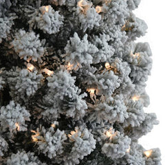 7.5ft Pencil Flocking Tied Light Christmas Tree