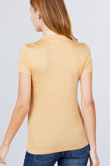 Short Sleeve Mock Neck Rayon Spandex Rib Top