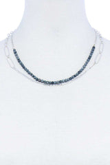 Double Layer Beaded And Chain Necklace