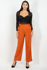 High Waist Paperbag Wide Pants