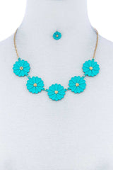 Fashion Cute Multi Tender Flower Necklace And Earring Set