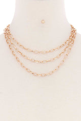 3 Simple Metal Chain Layered Necklace