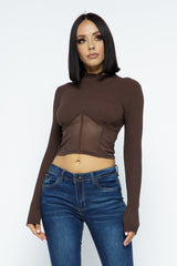 Knit Crop Top With Bottom Mesh