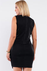 Sleeveless V-neck Asymmetrical Wrap Rhinestones Detail Fitted Mini Blazer Dress