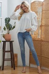 Draped Ruffle Longsleeve Top