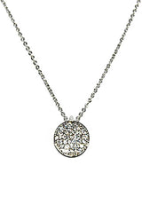 Metal Chain Rhinestone Round Pendant Necklace