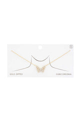 Rhinestone Butterfly Charm Gold Dipped Necklace