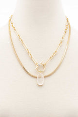 Oval Stone Toggle Clasp Layered Necklace