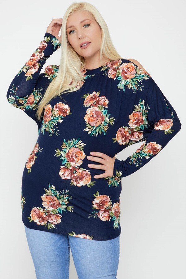 Flattering Cutout Details Floral Print Top