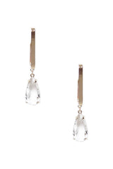 Metal Rectangle Clear Stone Dangle Earring