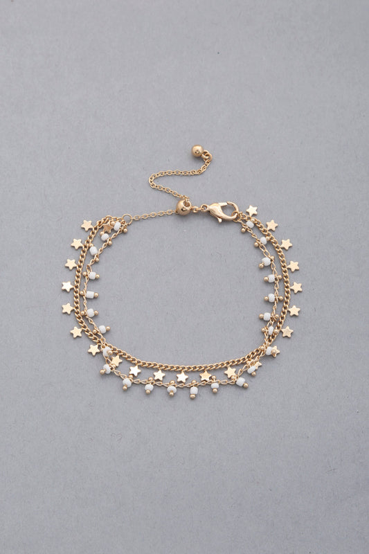 Dainty Star Charm Beaded Dangle Bracelet