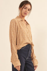 Collared Neckline Floral-print Shirt