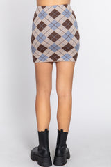 Argyle Jacquard Sweater Mini Skirt