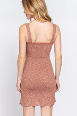 All Over Smoked Print Cami Dress
