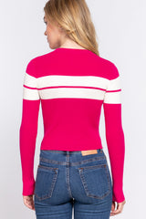 Long Slv Stripe Rib Sweater