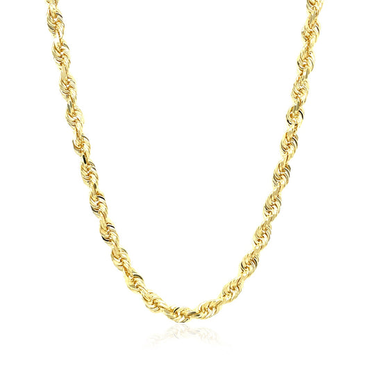 4.0mm 10k Yellow Gold Solid Diamond Cut Rope Chain