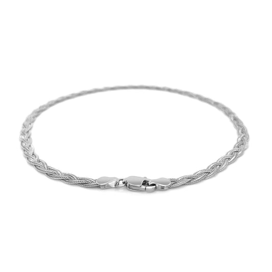 3.5mm 14k White Gold Braided Bracelet