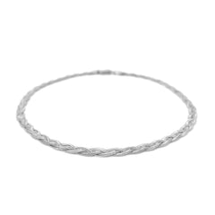 3.5mm 14k White Gold Braided Bracelet