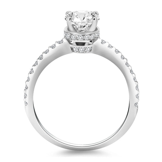 14k White Gold Diamond Collar Engagement Ring Mounting