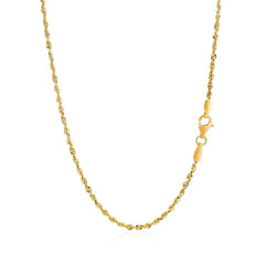 2.0mm 14k Yellow Gold Solid Diamond Cut Rope Chain