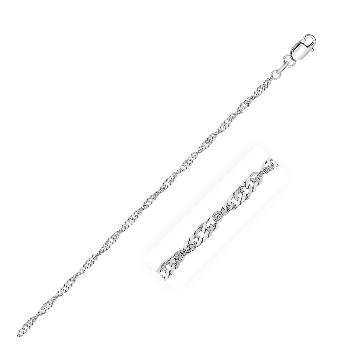 2.1mm 14k White Gold Singapore Chain