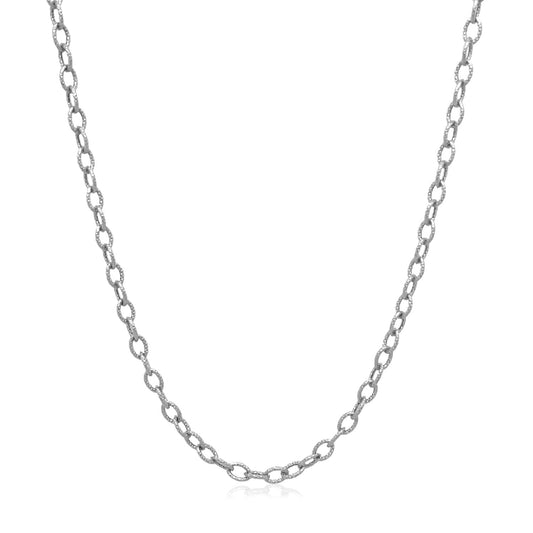 2.5mm 14k White Gold Pendant Chain with Textured Links