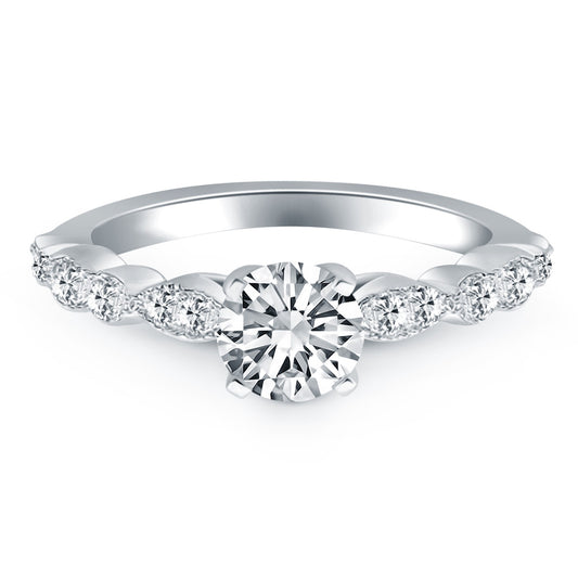 14k White Gold Fancy Shaped Diamond Engagement Ring Mounting