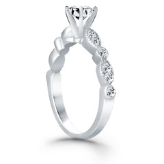 14k White Gold Fancy Shaped Diamond Engagement Ring Mounting