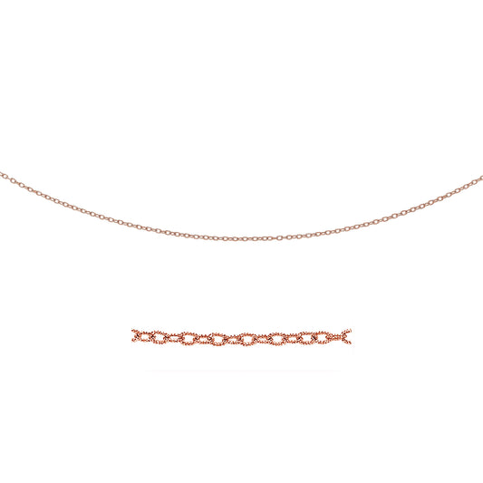 2.5mm 14k Rose Gold Pendant Chain with Textured Links