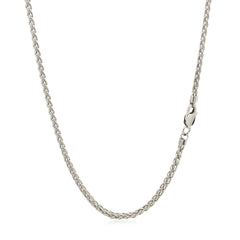 2.1mm 14k White Gold Round Wheat Chain