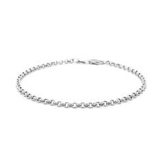 2.3mm 14k White Gold Rolo Bracelet