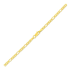 2.8mm 14k Yellow Gold Solid Figaro Bracelet