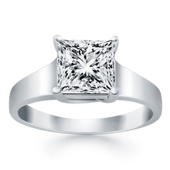 14k White Gold Princess Trellis Solitaire Engagement Ring Mounting