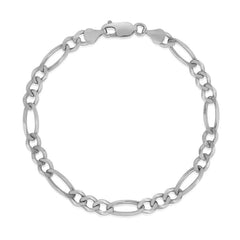 4.6mm 14k White Gold Solid Figaro Bracelet