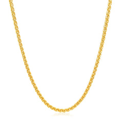 2.1mm 14k Yellow Gold Round Wheat Chain