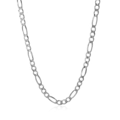 3.8mm 14k White Gold Solid Figaro Chain