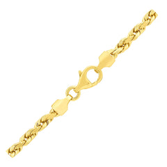 3.5mm 14k Yellow Gold Solid Diamond Cut Rope Chain