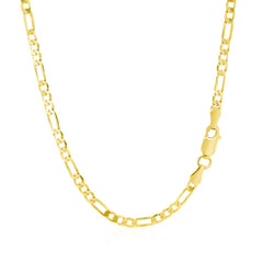 3.1mm 14k Yellow Gold Solid Figaro Chain