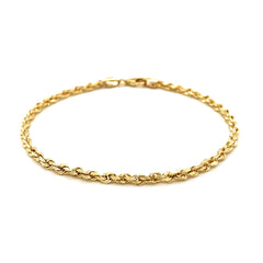 3.0mm 14k Yellow Gold Solid Diamond Cut Rope Bracelet