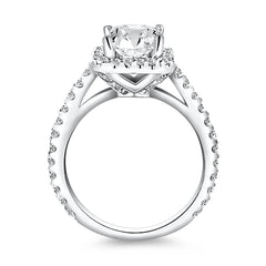 14k White Gold Princess Diamond Halo Cathedral Engagement Ring Mounting