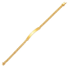 14k Yellow Gold ID Bracelet with Double Rope Chain