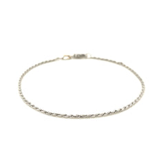 2.0mm 14k White Gold Solid Diamond Cut Rope Bracelet