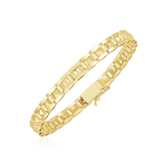 14k Yellow Gold High Polish Spike Pyramid Bracelet (6mm)