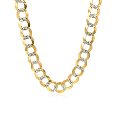 8.2 mm 14k Two Tone Gold Pave Curb Chain